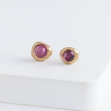 Load image into Gallery viewer, Petite Yui pink tourmaline studs
