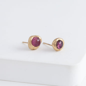 Petite Yui pink tourmaline studs