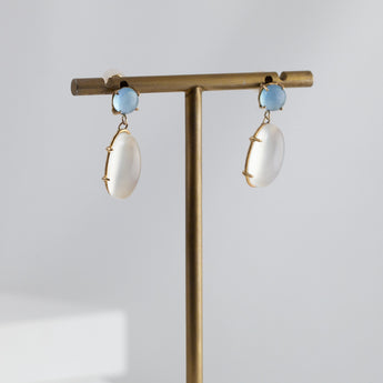 Victoria one-of-a-kind aquamarine and moonstone earrings