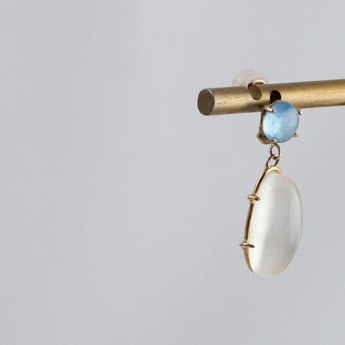 Victoria one-of-a-kind aquamarine and moonstone earrings