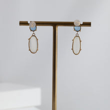 Load image into Gallery viewer, Victoria one-of-a-kind aquamarine and moonstone earrings

