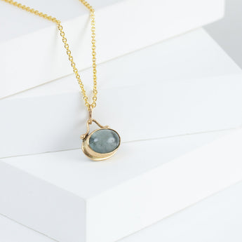 Roma moss aquamarine necklace with diamonds