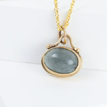 Load image into Gallery viewer, Roma moss aquamarine necklace with diamonds
