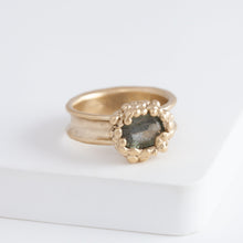 Load image into Gallery viewer, Lichen OOAK green sapphire ring
