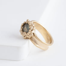 Load image into Gallery viewer, Lichen OOAK green sapphire ring
