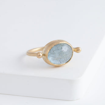 Roma OOAK Moss Aquamarine ring