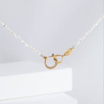 Hung necklace with Sazare small white akoya pearl (#6065)