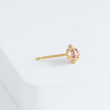 Load image into Gallery viewer, Tiny pink and burgundy spinel and diamond earring
