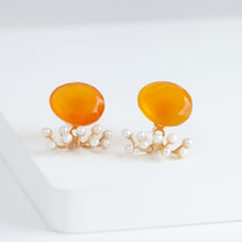 Load image into Gallery viewer, Fairy carnelian and pearl earrings
