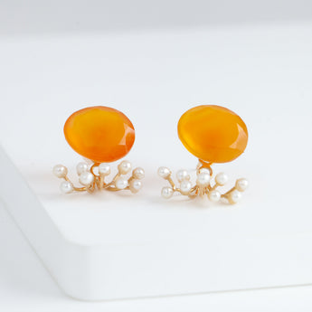 Fairy carnelian and pearl earrings