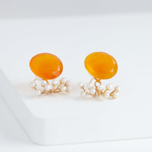 Load image into Gallery viewer, Fairy carnelian and pearl earrings

