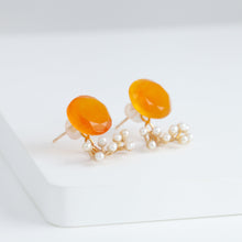 Load image into Gallery viewer, Fairy carnelian and pearl earrings
