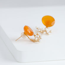 Load image into Gallery viewer, Fairy carnelian and pearl earrings
