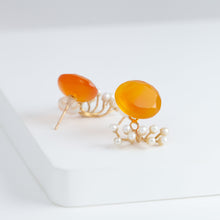 Load image into Gallery viewer, Fairy carnelian and pearl earrings
