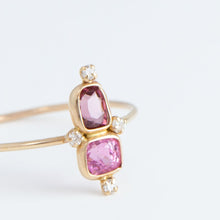Load image into Gallery viewer, Tiny pink and burgundy spinel and diamond ring
