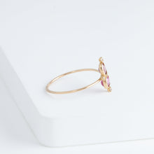 Load image into Gallery viewer, Tiny pink and burgundy spinel and diamond ring

