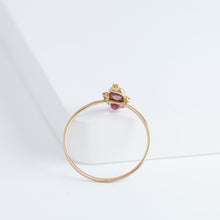 Load image into Gallery viewer, Tiny pink and burgundy spinel and diamond ring
