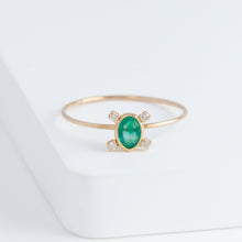 Load image into Gallery viewer, Tiny emerald and diamond ring
