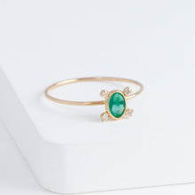 Load image into Gallery viewer, Tiny emerald and diamond ring

