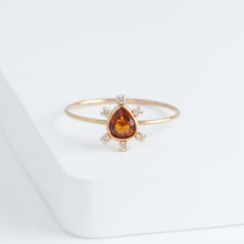 Load image into Gallery viewer, Tiny orange garnet and diamond ring

