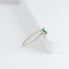 Load image into Gallery viewer, Tiny emerald and diamond ring
