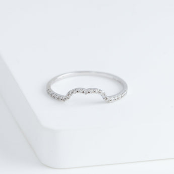 Cotton flower silhouette diamond ring (small white gold)