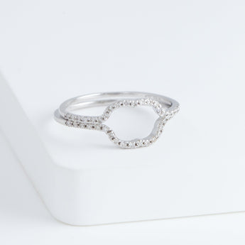 Cotton flower silhouette diamond ring (small white gold)