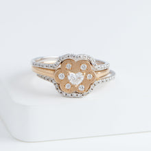 Load image into Gallery viewer, Cotton flower OOAK heart diamond ring
