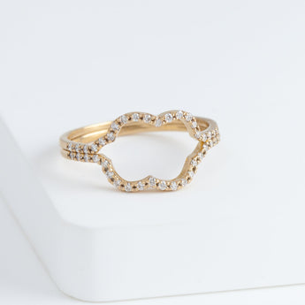 Cotton flower silhouette diamond ring (large yellow gold)