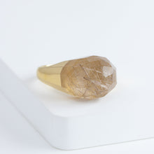 Load image into Gallery viewer, Mini rock faceted round rutilated quartz ring
