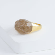 Load image into Gallery viewer, Mini rock faceted round rutilated quartz ring
