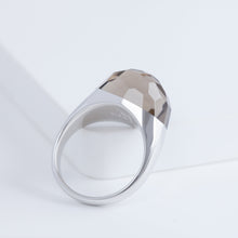 Load image into Gallery viewer, Mini rock faceted round smoky quartz ring - silver
