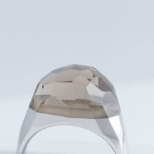 Load image into Gallery viewer, Mini rock faceted round smoky quartz ring - silver
