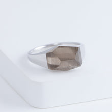 Load image into Gallery viewer, Mini rock crystal smoky quartz ring - silver
