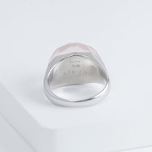 Load image into Gallery viewer, Mini rock faceted round rose quartz ring - silver
