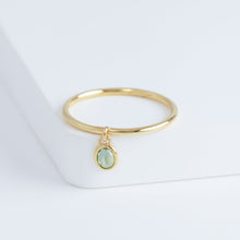 Load image into Gallery viewer, Swinging oval green sapphire ring

