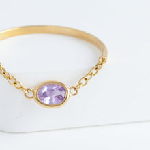 Load image into Gallery viewer, Gemstone oval purple sapphire chain ring
