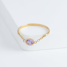 Load image into Gallery viewer, Gemstone oval purple sapphire chain ring
