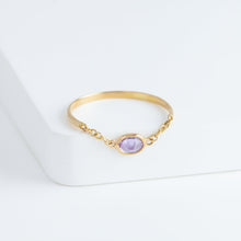 Load image into Gallery viewer, Gemstone oval purple sapphire chain ring

