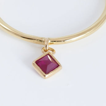 Swinging square ruby ring
