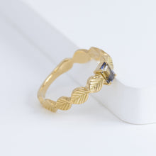 Load image into Gallery viewer, Leaf one-of-a-kind rectangular bicolor sapphire ring

