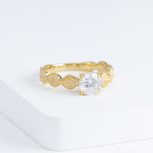 Load image into Gallery viewer, Leaf solitaire diamond ring (made-to-order)
