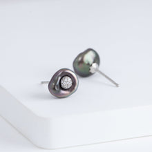 Load image into Gallery viewer, Coronet South sea black pearl diamond studs
