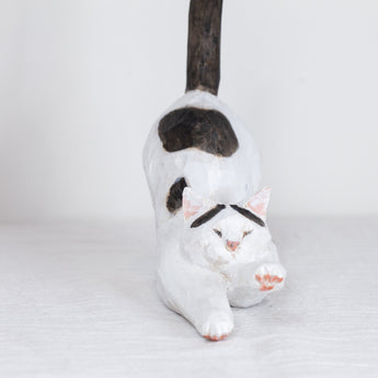 Ryoji Bannai - #2603 Black and white stretching cat