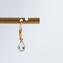 Load image into Gallery viewer, Gemstone pear aquamarine hoop earrings
