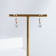 Load image into Gallery viewer, Gemstone pear aquamarine hoop earrings
