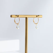 Load image into Gallery viewer, Gemstone pear aquamarine hoop earrings

