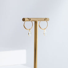 Load image into Gallery viewer, Gemstone pear aquamarine hoop earrings
