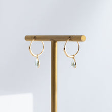 Load image into Gallery viewer, Gemstone pear aquamarine hoop earrings
