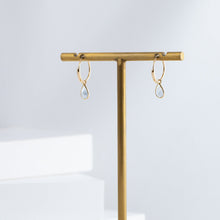 Load image into Gallery viewer, Gemstone pear aquamarine hoop earrings
